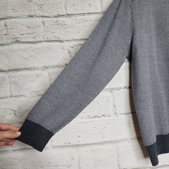 UNTUCKit Collared 1/4 Zip Sweater Mens Large Gray Extra Fine Merino Wool Casual - Picture 6 of 14